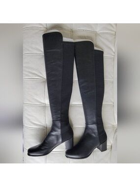 Stuart Weitzman Black Knee-High Block Heel Boots